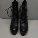 FOREADA Goth Boots Chunky Heel Boot For Women Ankle Combat Booties Black Platform Bootie Buckle Rivets Punk Goth Shoes With Zipper (10.5)