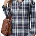 RUMIA Womens Tops V Neck Button Sweatshirt for Women Pullover Long SLeeve Shirts Fall Outfits 2025 Loose Fit, Small