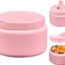 13.5oz Kids Jar for Hot Food, Insulated Vacuum Food Jar with Buckle Lid, Stainless Steel Wide Mouth Leak Proof Insulated Lunch Container for School Picnic Travel,Pink