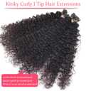 Kinky Curly I Tip Hair Extensions Human Hair Cold Fusion Stick I Tip Hair 18 Inch 100% Remy Hair ExtensionsCold Fusion Tipped Extensions for Women Curly Pre Bonded Microlinks Hair Extension 50G