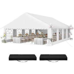 YITAHOME 20x30FT Party PVC White Tent Heavy Duty Wedding Event Shelters Upgraded Galvanized Ripple Canopy with Large Roof Removable Sidewalls & 2 Storage Bags 600D Oxford Commercial