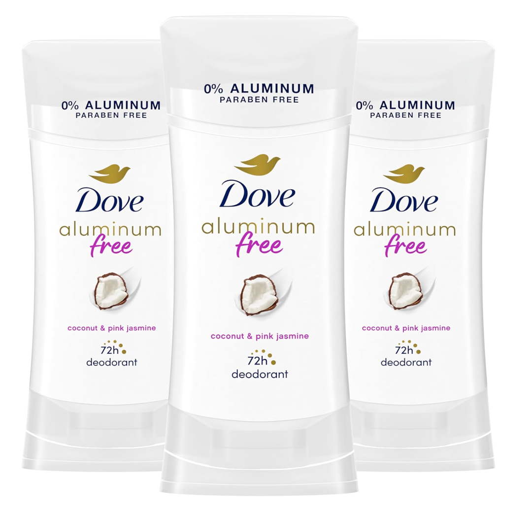 Dove Aluminum Free Deodorant for Women 3 Count Coconut and Pink Jasmine 72 hour odor protection 2.6 oz