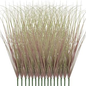16 Bundles Artificial Plants Onion Grass Outdoor 17 Inch Tall Fake Shrubs Wheat Grass UV Resistant Greenery Stems Faux Bushes Plant for Indoor Outdoor Garden Office Home DecorLight Purple
