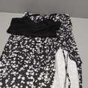 WDIRARA Women's 2 Pieces Outfits Crop Cami Tops and Floral Print Drawstring Split Skirt Set Black White Medium