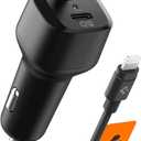 Spigen for USB C Car Charger, [MFi Certified ] Total 47W PD 27W with Built-in Lightning Cable 20W Fast Charge Type C Car Adapter Compatible with iPhone 17 16 15 14 13 12 iPad Galaxy Z Fold Flip 7