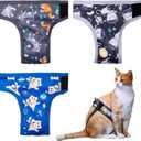 Leekalos Reusable Washable Cat Diapers (3 Pack) - Highly Absorbent Cat Diapers - Size Adjustable Diapers for Female Cats & Male Cat Easy to Put on Diapers (Large, Cats)