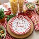 LemonRoad 100 Pcs 7 Inch Ciao Baby Party Plates Ciao Baby Shower Decorations Red and White Gingham Paper Plates Italian Newborn Party Supplies