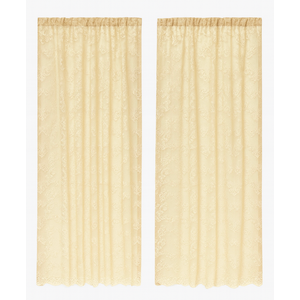 Curtain Beige 2 Pcs 56x73 – Elegant Lace Design, Light Filtering Window Panels