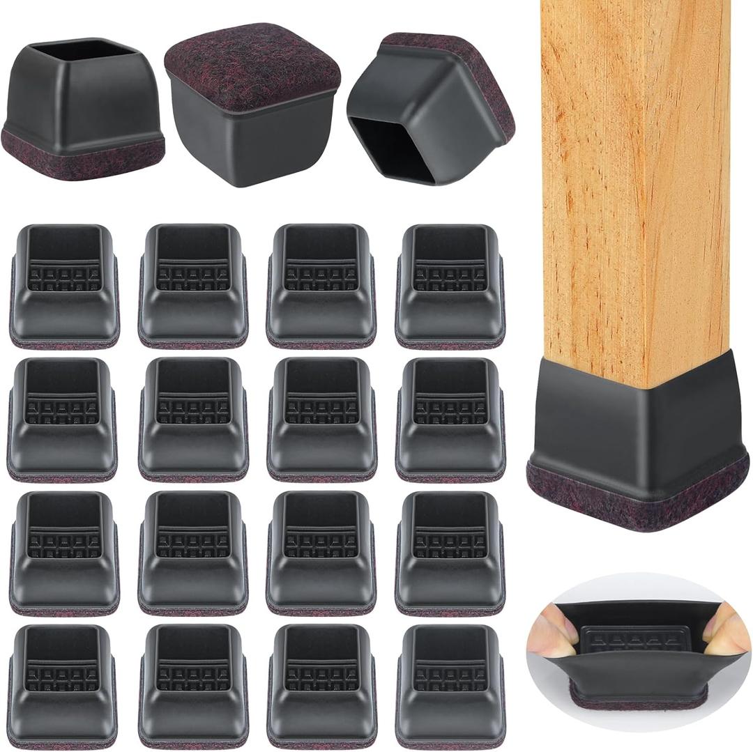 24 Pcs Extra Large Square Chair Leg Floor Protectors, Silicone Chair Leg Protectors for Hardwood Floors, High Elastic Chair Leg Caps, Protect Wooden Floors from Scratching (Fit: 1-2/5" - 1-4/5")
