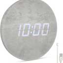 Minimalist LED Digital Wall Clock USB Powered | Grey Concrete Style | 12/24 Hour, Night Mode, Silent Clock | Room Decor for Kitchen, Living Room, Bedroom, Classroom, Office (9 in)