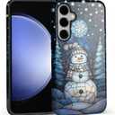DAIZAG Case for Samsung Galaxy S25,Lovely Phone Case for Girls Women,Scratch Resistant Shockproof Protective Cover-Stained Glass Christmas Snowman