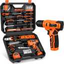 139-Piece Tool Set - Tool Kit with 8V Cordless Drill Driver in ToolBox Storage Case, General Household Drill Set for Home Repairs, Handyman, DIY Projects (Orange)