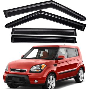 Lightronic Extra Durable Outside-Mount Auto Vent Window Visor, Fits 2010-2013 Kia Soul, UV Protection Rain Guard, Original Wind Deflector, No-Drill Easy Install, Dark Smoke, 4-Pcs