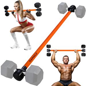 Dumbbell Converter, Convert Dumbbells to Barbell Set, Weight Bar for Bench Presses, Squats, Hip Thrust, Deadlifts, Home Weightlifting and Strength Training, Versatile Home Gym Equipment (1-Orange)