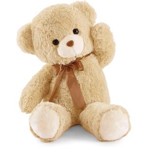 Big Teddy Bear Stuffed Animal 35in Giant Stuffed Bear Gift for Girlfriend Children on Birthday, Light Brown