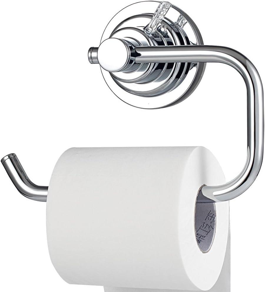 BOPai Modern Vacuum Suction Cup Toilet Paper Holder,Removable Bracket for Bathroom Kitchen.Chrome