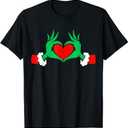 Merry Christmas Xmas Heart Handsign Elf Santa Boys Girls T-Shirt, Size L