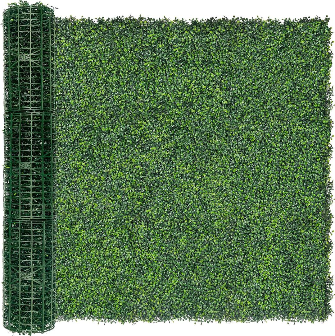 Artificial Boxwood Roll,60"x 128" (53.5 SQFT) 4-Layer Leaf UV-Anti Faux Ivy Privacy Fence Screen Greenery Backdrop Vine Panel for Outdoor, Indoor, Garden, Backyard and Decor