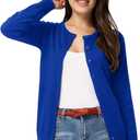 GRACE KARIN Womens Long Sleeve Knit Cardigan Sweaters Casual Dressy Open Front Button Down Cardigans Summer Outfits (Blue, M)