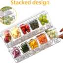 Large Chilled Condiment Caddy,Stackable Chilled Condiment Containers Server with Lids for 5 Removable Compartments (5 Containers, 1 pack)