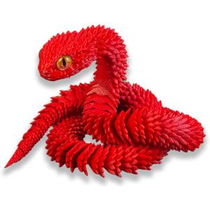 3D Printed Animals-Snake Viper,3D Printed Snake Toys Articulated Snake 3D Printed Animals Animal Model Ornaments Creative Funny Toy Festival Gift for Frends (Red, 24Inch)