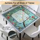 Turquoise Chinoiserie Floral Mahjong Mat 31.5 x 31.5 Inch, Grandmillennial Chinese Non-Slip Noise Reduction Mahjong Table Mat for American Mah Jong Poker Card Board Games Dominoes