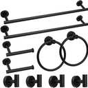 Matte Black Bathroom Towel Bar Set, 10-Piece Stainless Steel Hardware Bathroom Accessories, 24" Towel Racks for Bathroom Walls