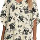 Jouica Women's Fall Casual 3/4 Ruffled Sleeve Chiffon Blouse Tops for Women (S)