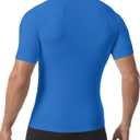 Roadbox Mens Compression Shirt Short Sleeve, 3 Pack Cool Dry Workout Base Layer Undershirts, Athletic T-Shirt for Gym Sports (Gray, M)