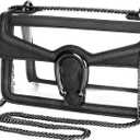 Joryin Women's Stadium Approved Crossbody Bag for Women, Small Clear Bag Shoudler Purse with Chain Strap (Black)
