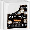 White Heavy Dut Waterproof Tarp 20' x 40', 10 Mil Thick, High Durability, Rip and Tear Resistant with Metal Grommets Every 20 Inches