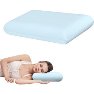 Blue Memory Foam Pillows Bed Pillows with Cooling Removable Cover, Neck Support for Back Stomach Side Sleepers, 1 Pack