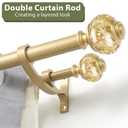 Double Curtain Rods 72 to 144 Inches(6-12Feet) with Solid Aluminum Alloy Brackets, 1 Front and 5/8 Back Telescoping Drapery Rod for Windows, Heavy Duty Decorative Curtain Rods, Warm Gold