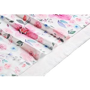 Baby Receiving Blanket Swaddle Blanket Newborn Wrap Swaddle Headband Set -Bloom Flower Pattern