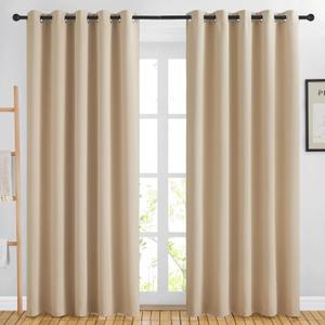 NICETOWN Blackout Curtains Panels for Living Room, 2 Panels, 66 x 80 Inch, Biscotti Beige, 3 Pass Microfiber Noise Reducing Thermal Insulated Solid Ring Top Blackout Window Drapes