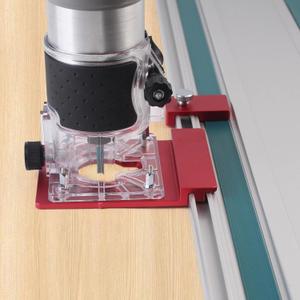 Aluminum Router Guide Rail Adapte with Rail Stop for Fixed Base Trim Routers, Compatible with Powertec, Makita, Festool, Milwaukee, Kreg ACS, WEN, Triton etc. Track Saw Guide Rails, MGJ-106R (Red)