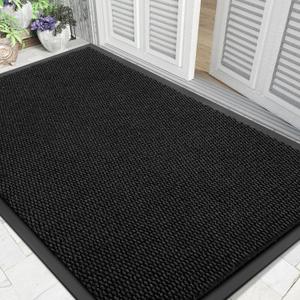 Yimobra Doormat Outdoor Indoor Entrance 47 x 32, All-Season All-Weather Front Door Mat, 100% Waterproof Welcome Matt for Floor Garage Outside Entry, Stain and Fade Resistant,Black