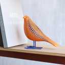 Quoowiit Bird Figurine, Modern Sculpture and Statues for Home Decor, Animal Statues for Bookshelf, Table, Entryway, Fireplace, Resin Decorative Sculpture with Chic Polka Dots Art Design (Orange)