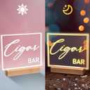 Hoolerry LED Acrylic Bar Table Sign 8" x 10" Neon Acrylic Table Centerpiece, Snack Candy Bar Centerpiece with Stand White Text for Dessert Flower Room Decor
