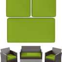 3 Pack Outdoor Patio Seat Cushions Replacement Covers Fit for 4 Pieces 4-Seater Wicker Rattan Patio Conversation Set Loveseat Chair Couch Furniture,36x18x2,18x18x2,Grass Green-Cover Only