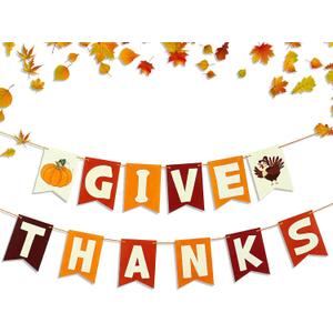 Thanksgiving Banner Decorations Give Thanks Banner for Thanks Giving Decoration Thanksgiving Party Office Indoor Wall Hanging Decorations