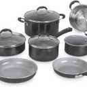 Cuisinart 11-Piece Nonstick Cookware Set, Ceramica XT, Black, 54C-11BK, Medium