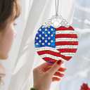2 x Stained Glass Ornament, Christmas Ornament, Hanging Ornaments for Home Decor & Christmas Tree Ornaments  Exquisite Holiday Decor, Xmas Gifts & Holiday Present - American Flag