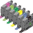 6X 12mm 0.47" Multi-Colored Label Tape Compatible for Brother P Touch Label Maker Tape Tze Tz 12mm 0.47 Ribbon Laminated Tz Colored Refills for PT-D220 D210 H110 1000 1280 D400, 1/2" x 26.2' (White on Berry Pink/ Lime Green/Black/Blue/Yellow/Green)