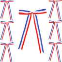 Meseey Patriotic Bows for 4th of July, Red White Blue Bows with Twists Tie for Independence Day, Memorial Day Gift Wrapping, Cake Pops, Treat Bags (Red White Blue, 8 x 12 Inch)