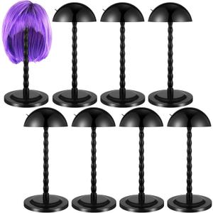 Reginary 8 Pieces Wig Head Stand for Multiple Wigs Mannequin Head 13.8 Inch Portable Hat Display Stand Travel Wig Holder for Styling Non Slip Stable DIY Practice Hat Holder(Black)