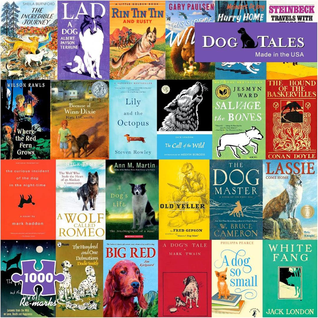 Re-marks Dog Tales Literary Collage Puzzle, 1,000-Piece Jigsaw Puzzle for All Ages