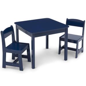 Delta Children MySize Kids Wood Table and Chair Set (2 Chairs Included), Deep Blue