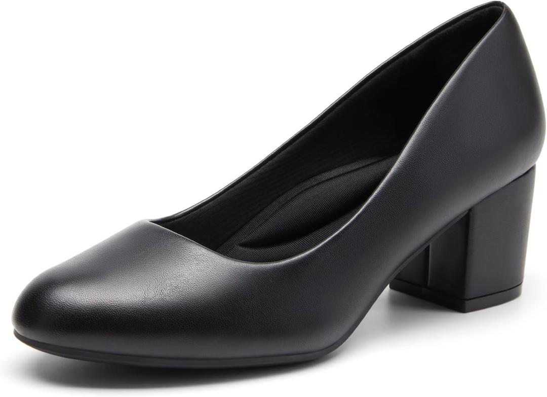 DREAM PAIRS Women's Pumps Low Chunky Block Heel Dress Shoes Closed Round Toe Comfortable Heels, Size 7.5
