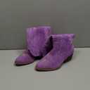 Women's Western Cowboy Boots - Embroidered Ankle Booties with Chunky Block Heel, Side Zipper Suede Cowgirl Boots for Country Concert (6, Purple)
